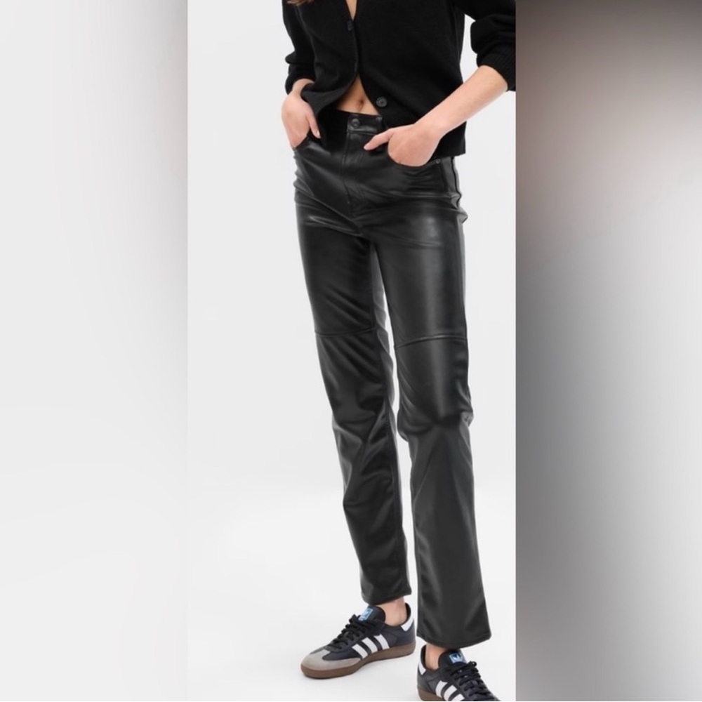 GAP Faux Leather Cheeky Straight Sky High Pants Black Size 29/8